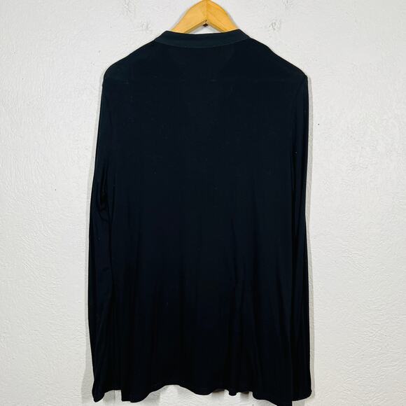 Michael Kors Draped Tunic Faux Wrap Long Sleeve Mixed Fabric Knit Back - L - Picture 4 of 4